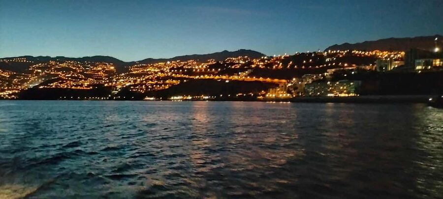 Madeeira: Sunset dinner cruise - Funchal lights from the water