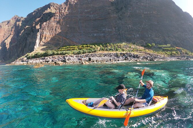 Private Kayak Tour & Snorkeling in Câmara de Lobos - Paddling toward the Cabo Girão skyline